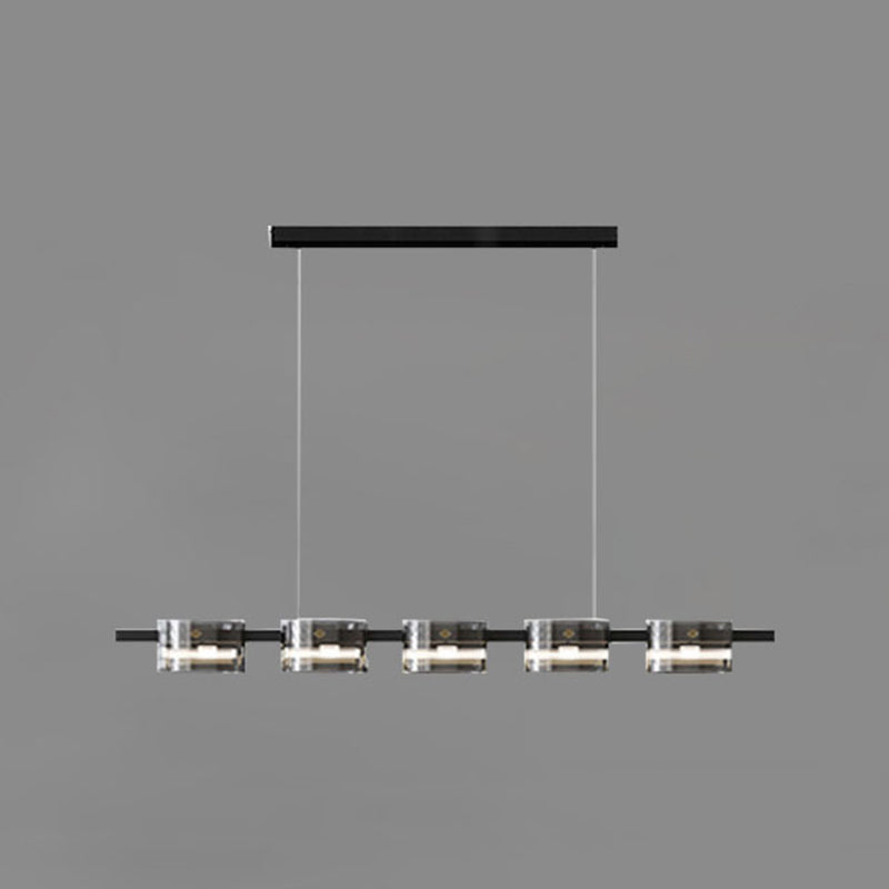 Unique Shape Hanging Lamp Modern Glass Island Lights in Black Finish