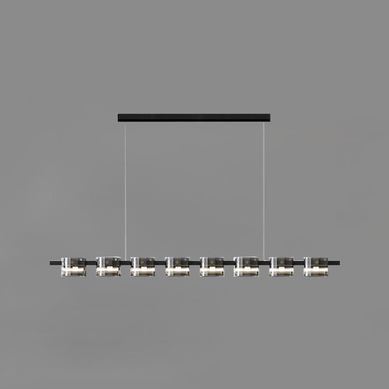 Unique Shape Hanging Lamp Modern Glass Island Lights in Black Finish