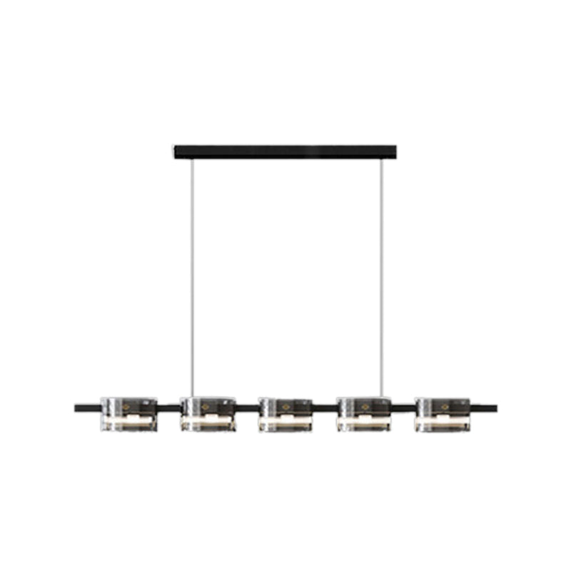 Unique Shape Hanging Lamp Modern Glass Island Lights in Black Finish