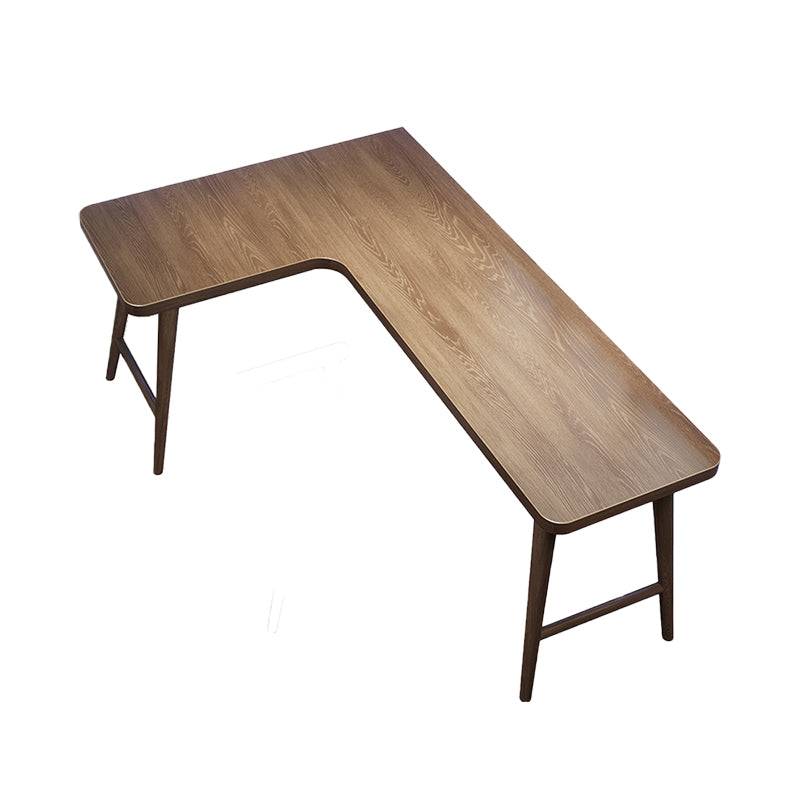 Wooden Office Laptop Table Brown L-Shaped Writing Desk for Home