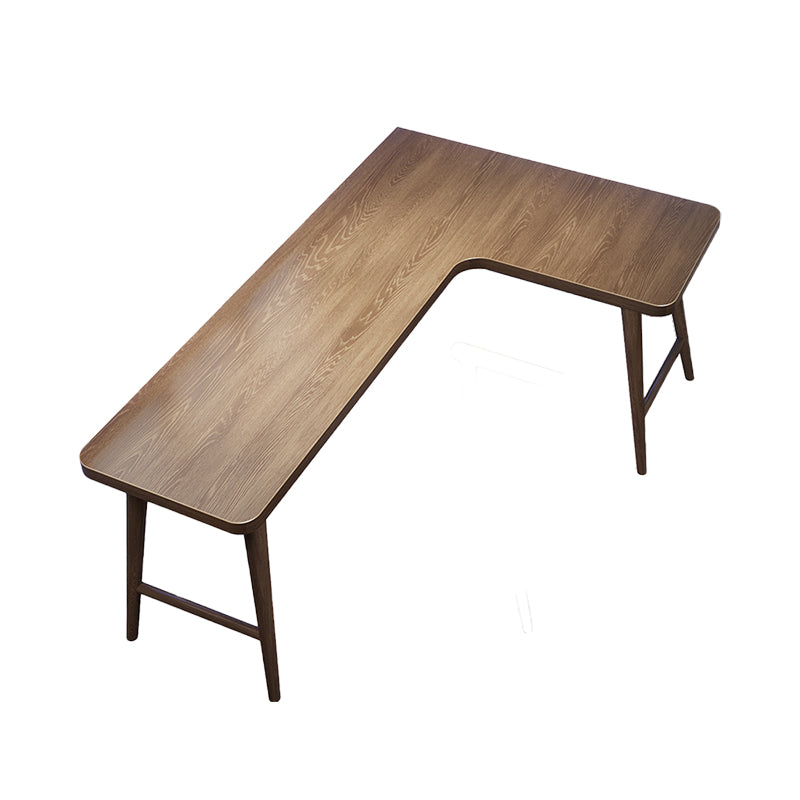 Wooden Office Laptop Table Brown L-Shaped Writing Desk for Home