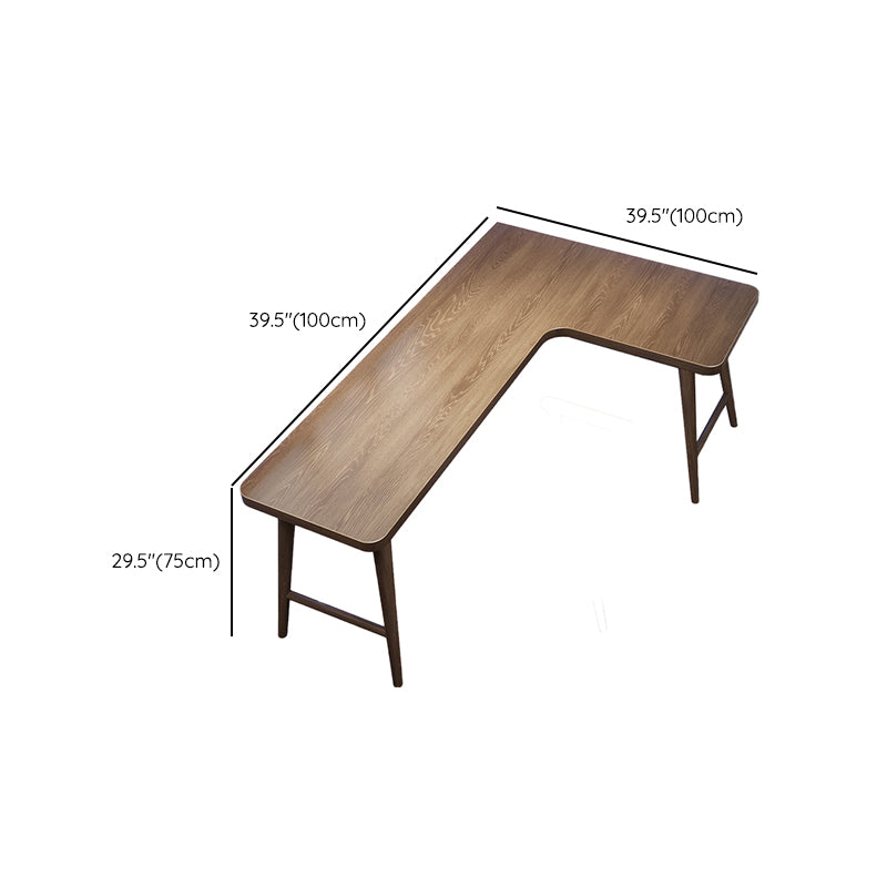 Wooden Office Laptop Table Brown L-Shaped Writing Desk for Home