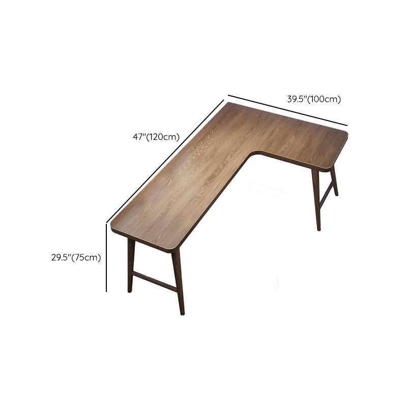 Wooden Office Laptop Table Brown L-Shaped Writing Desk for Home