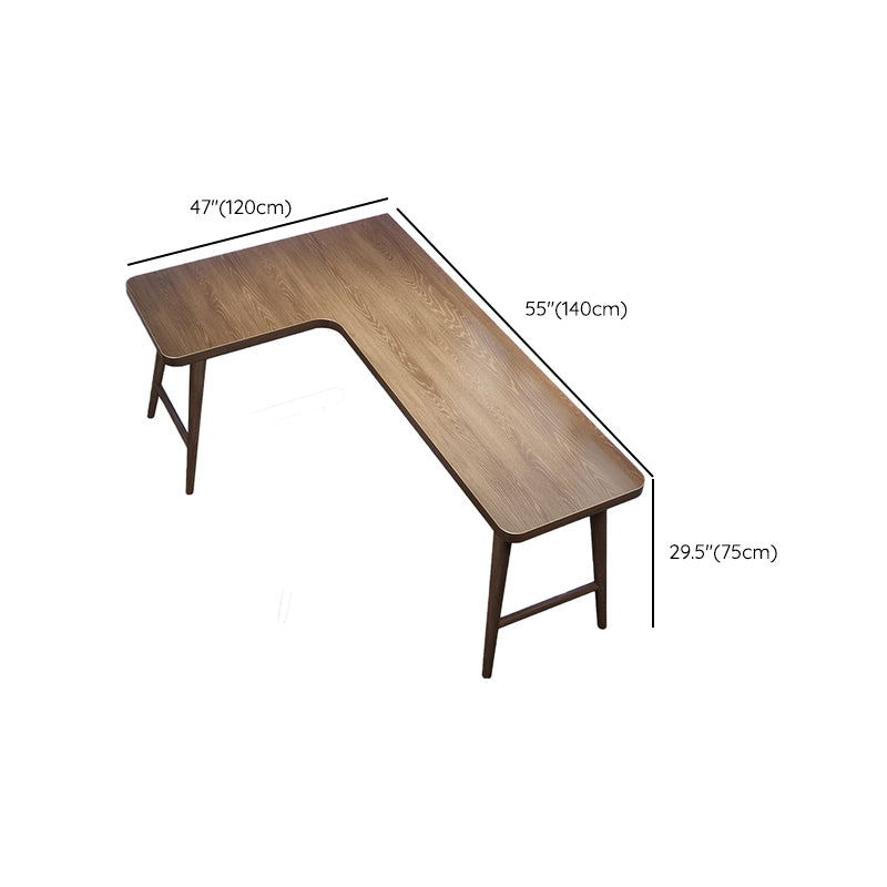 Wooden Office Laptop Table Brown L-Shaped Writing Desk for Home