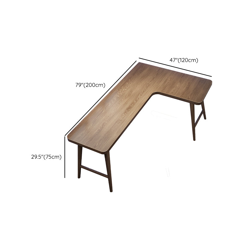 Wooden Office Laptop Table Brown L-Shaped Writing Desk for Home