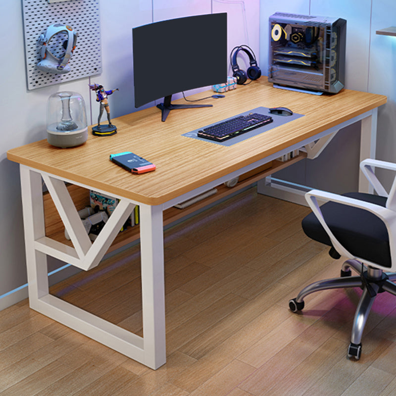 Contemporary Style Wood Computer Desk Rectangular Shape Task Desk with 2 Legs for Home