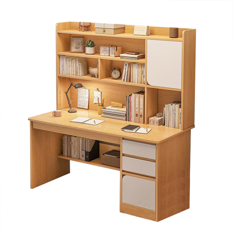 Contemporary Style Wood Office Desk Rectangular Shape Task Desk in White/Natural