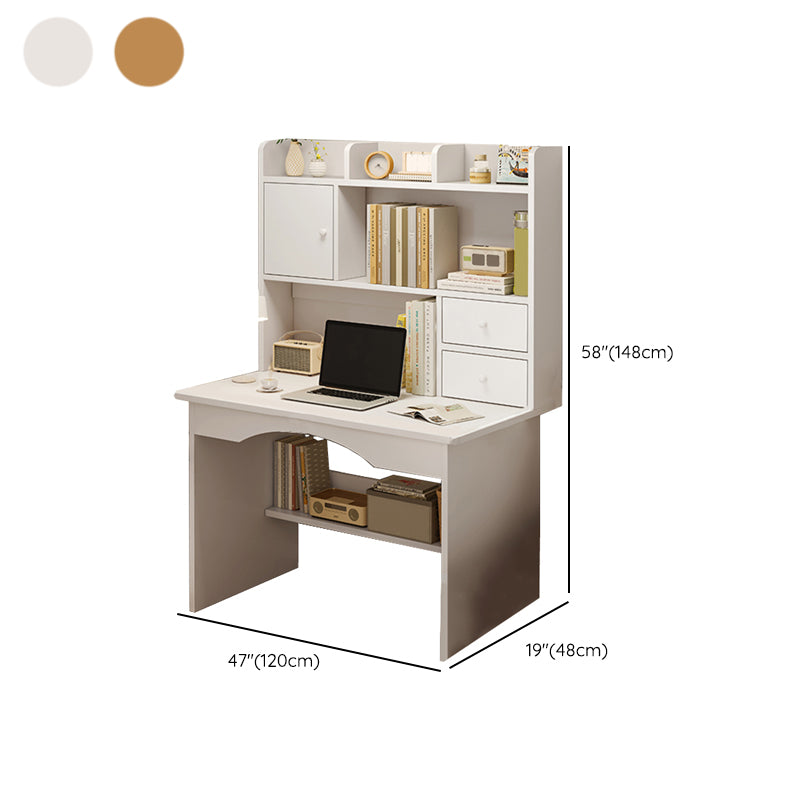 Contemporary Style Wood Office Desk Rectangular Shape Task Desk in White/Natural