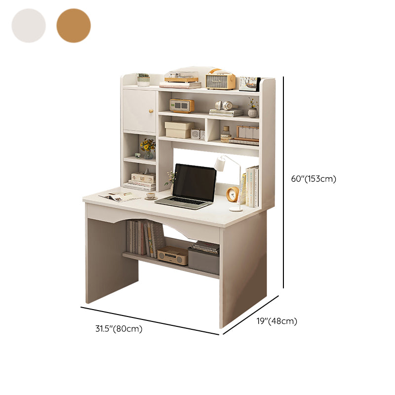 Contemporary Style Wood Office Desk Rectangular Shape Task Desk in White/Natural