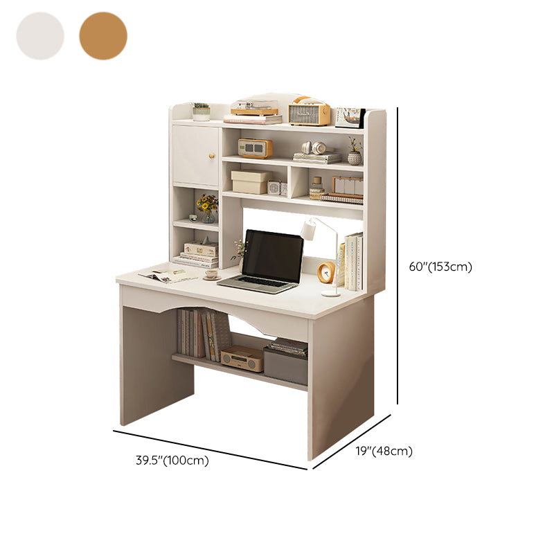 Contemporary Style Wood Office Desk Rectangular Shape Task Desk in White/Natural