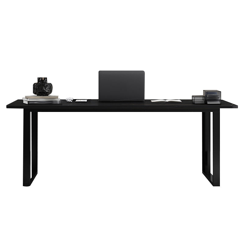 Rectangle Stone Top Office Desk Black Industrial Writing Desk for Office