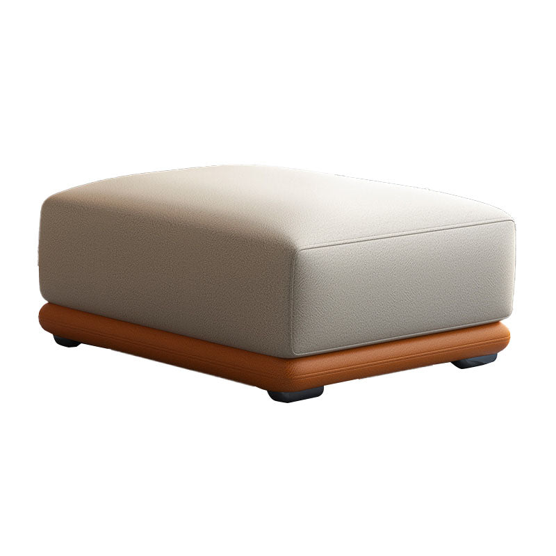 Contemporary Rectangular Ottoman Leather Foot Stool in White