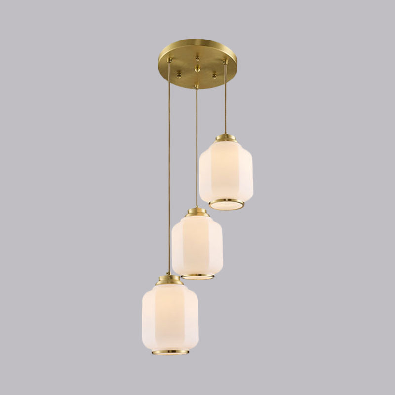 Luce multi-soffitto a 3 luci tradizionale lanterna tradizionale in vetro in vetro in ottone con baldacchino rotondo