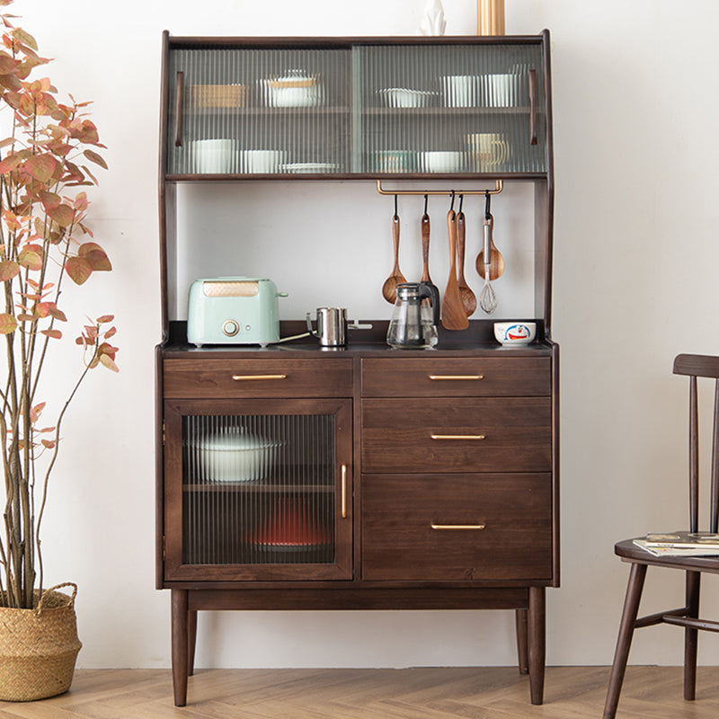 Contemporary Glass Doors Sideboard Cabinet with Storage for Home Use