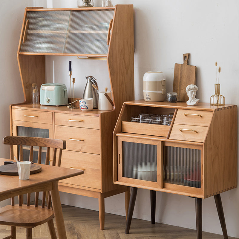 Contemporary Glass Doors Sideboard Cabinet with Storage for Home Use