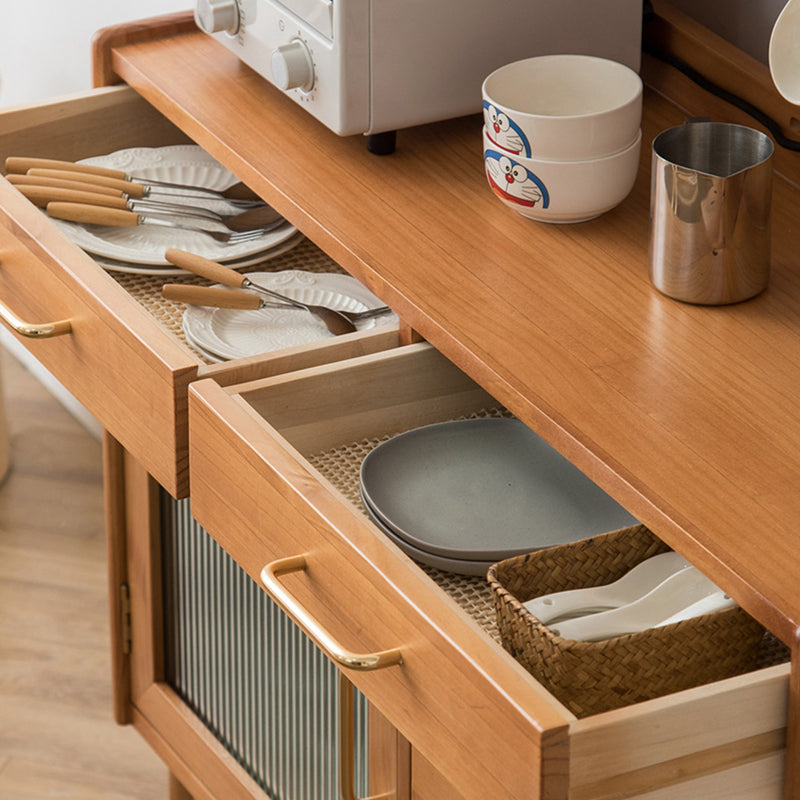 Contemporary Glass Doors Sideboard Cabinet with Storage for Home Use