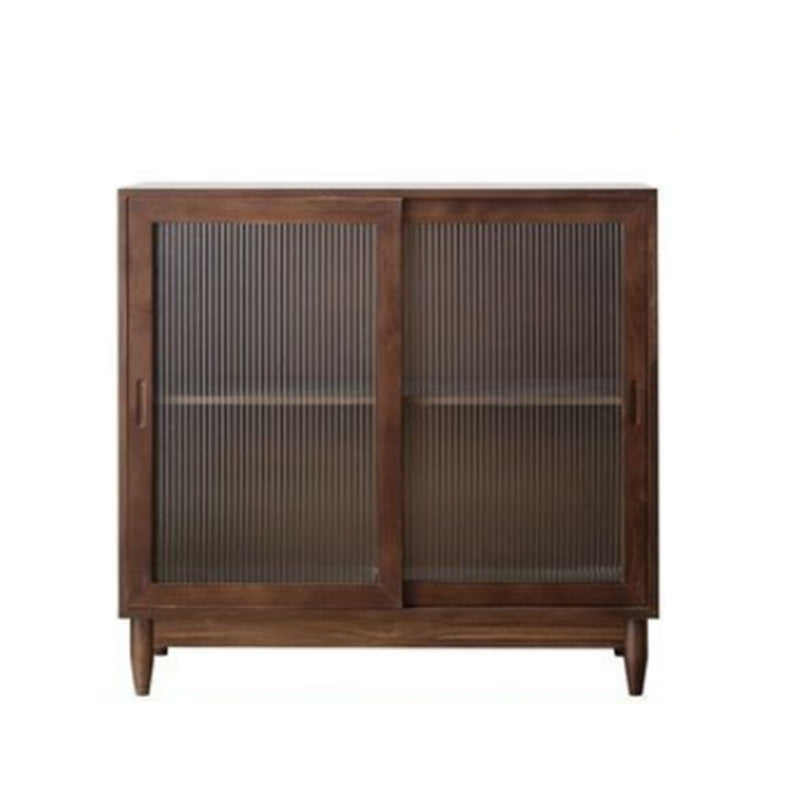 Nordic Style Solid Wood Storage Sideboard Cabinet with Glass Doors