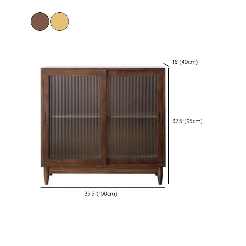 Nordic Style Solid Wood Storage Sideboard Cabinet with Glass Doors