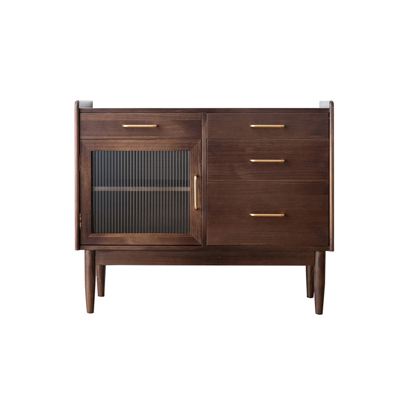 Modern Style Pine Wood Storage Sideboard Cabinet with Glass Door