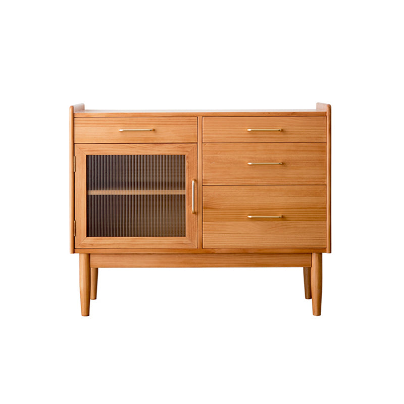Modern Style Pine Wood Storage Sideboard Cabinet with Glass Door