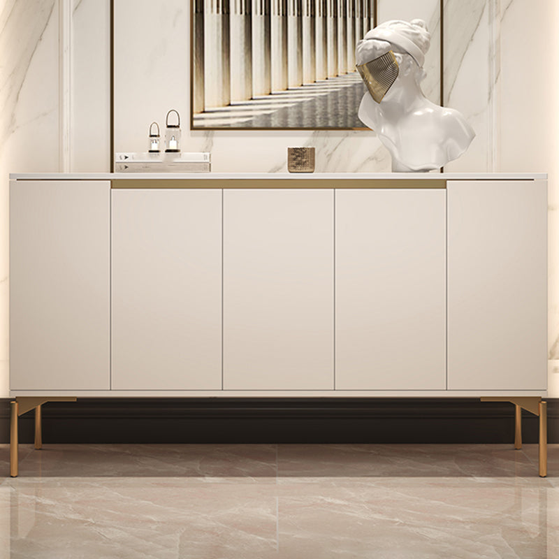 Contemporary Solid Wood Sideboard Cabinet with Drawers in White