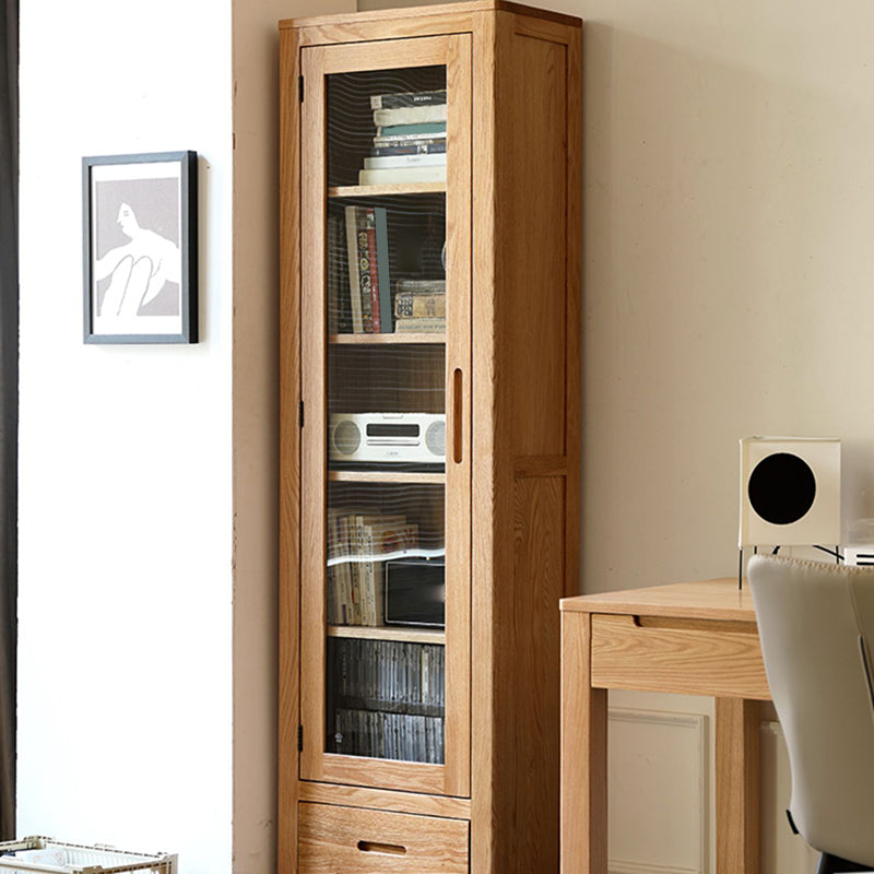 Solid Wood Display Cabinet Modern Style Glass Door with Adjustable Shelf