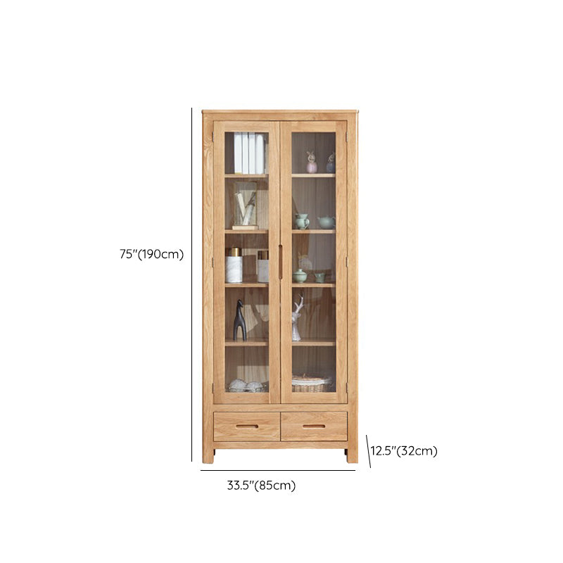 Solid Wood Display Cabinet Modern Style Glass Door with Adjustable Shelf