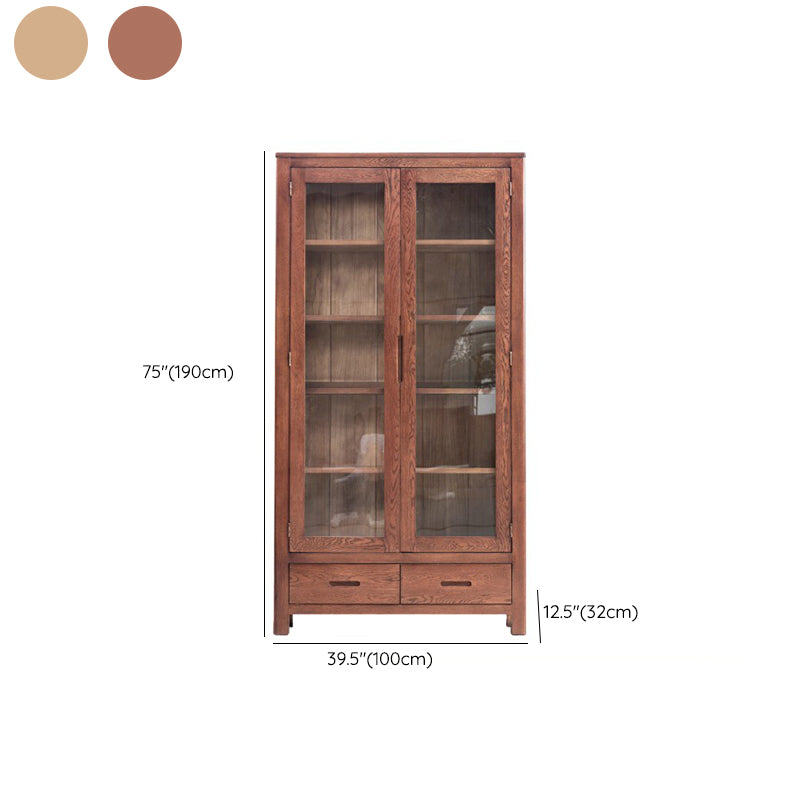 Solid Wood Display Cabinet Modern Style Glass Door with Adjustable Shelf