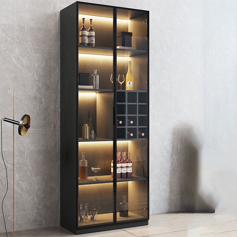 Modern Style Manufactured Wood Floor Bottle Holder with Glass Door