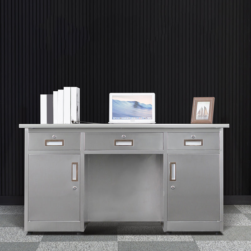 Rectangular Shaped Silver Office Desk with 3/5 Drawers for Office