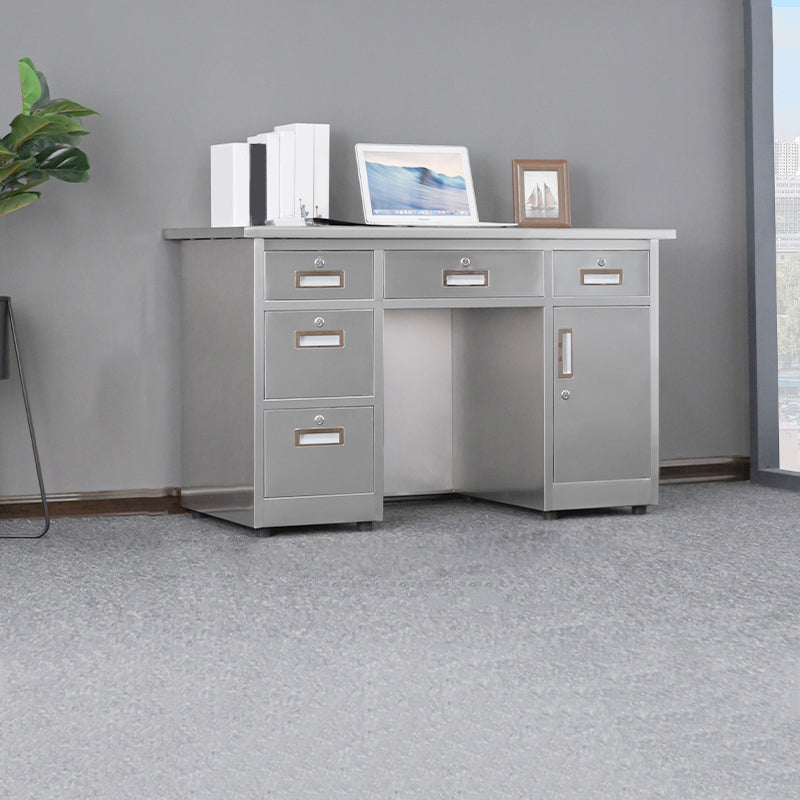 Rectangular Shaped Silver Office Desk with 3/5 Drawers for Office