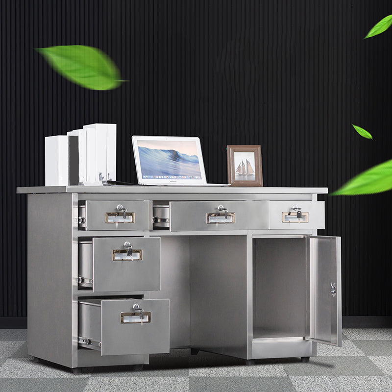 Rectangular Shaped Silver Office Desk with 3/5 Drawers for Office