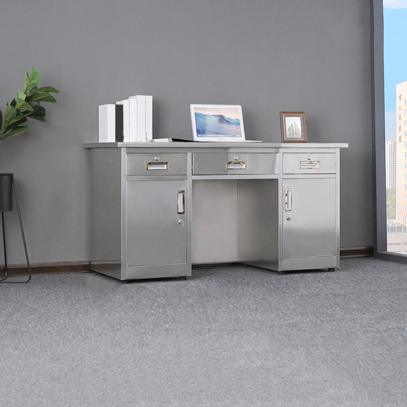 Rectangular Shaped Silver Office Desk with 3/5 Drawers for Office