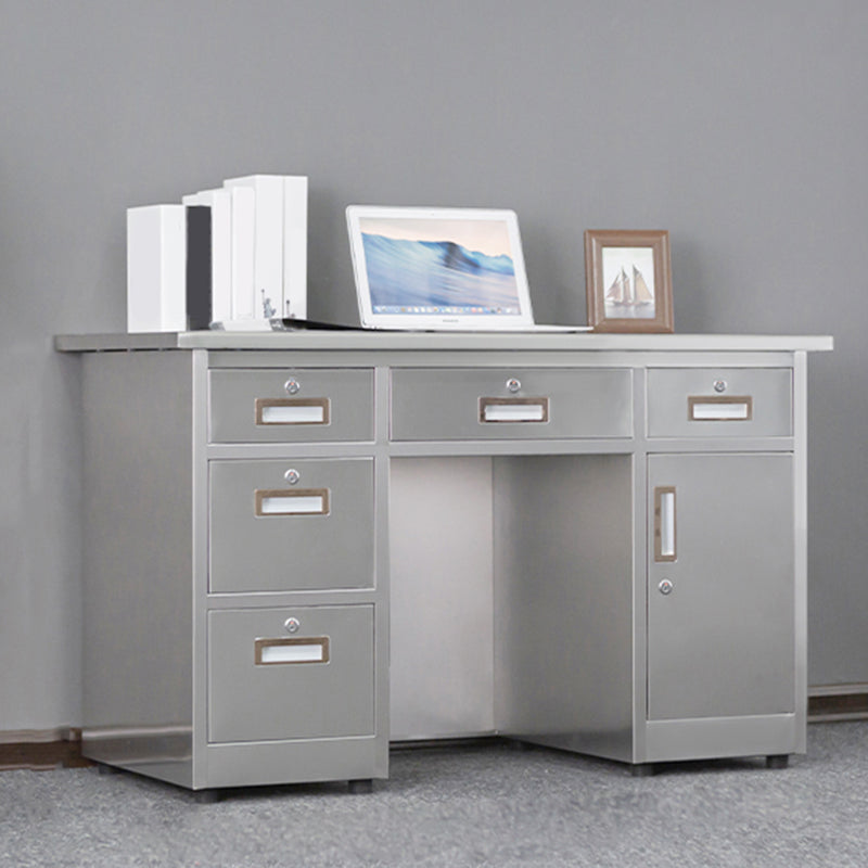 Rectangular Shaped Silver Office Desk with 3/5 Drawers for Office