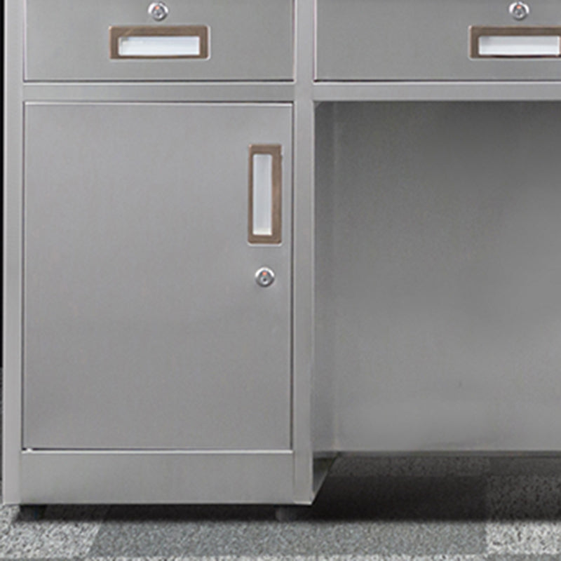 Rectangular Shaped Silver Office Desk with 3/5 Drawers for Office