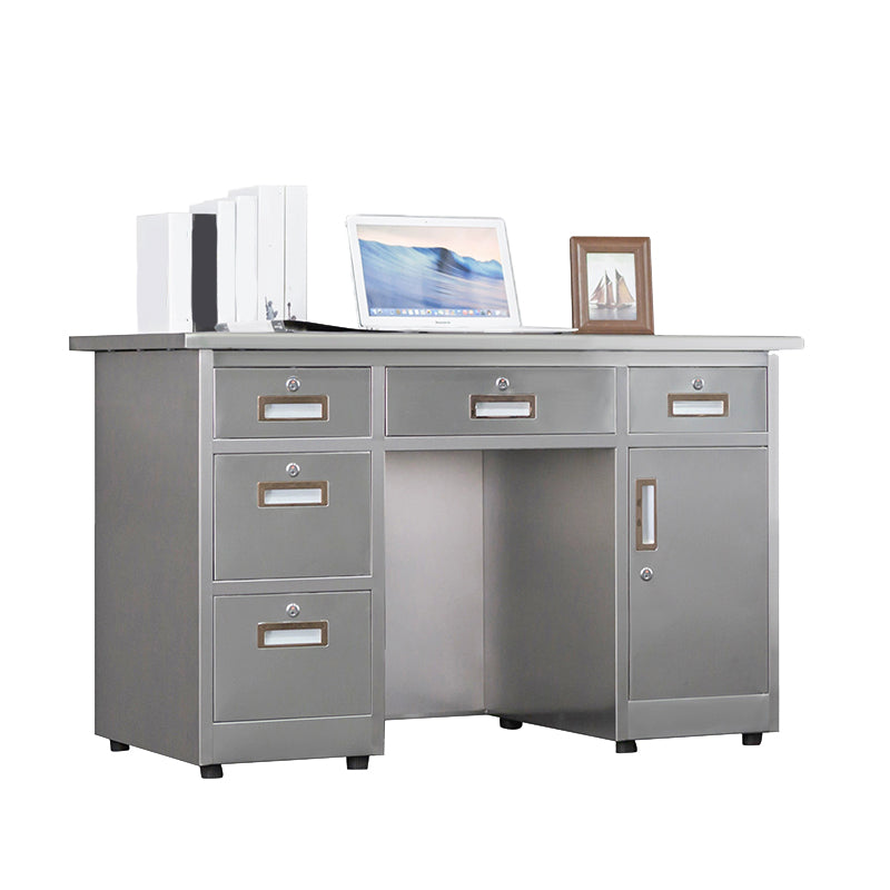 Rectangular Shaped Silver Office Desk with 3/5 Drawers for Office