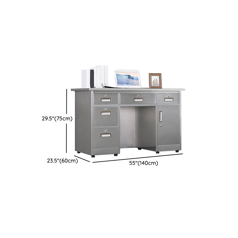 Rectangular Shaped Silver Office Desk with 3/5 Drawers for Office