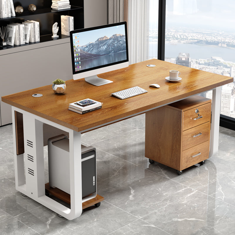 Modern Style Rectangular Shaped Office Writing Desk Wood in Brown