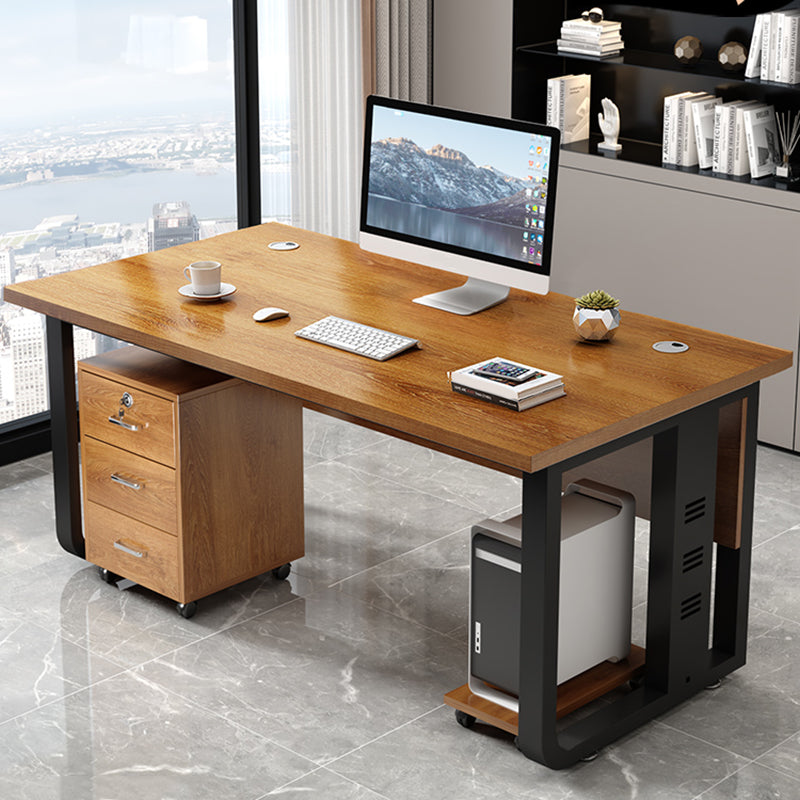 Modern Style Rectangular Shaped Office Writing Desk Wood in Brown