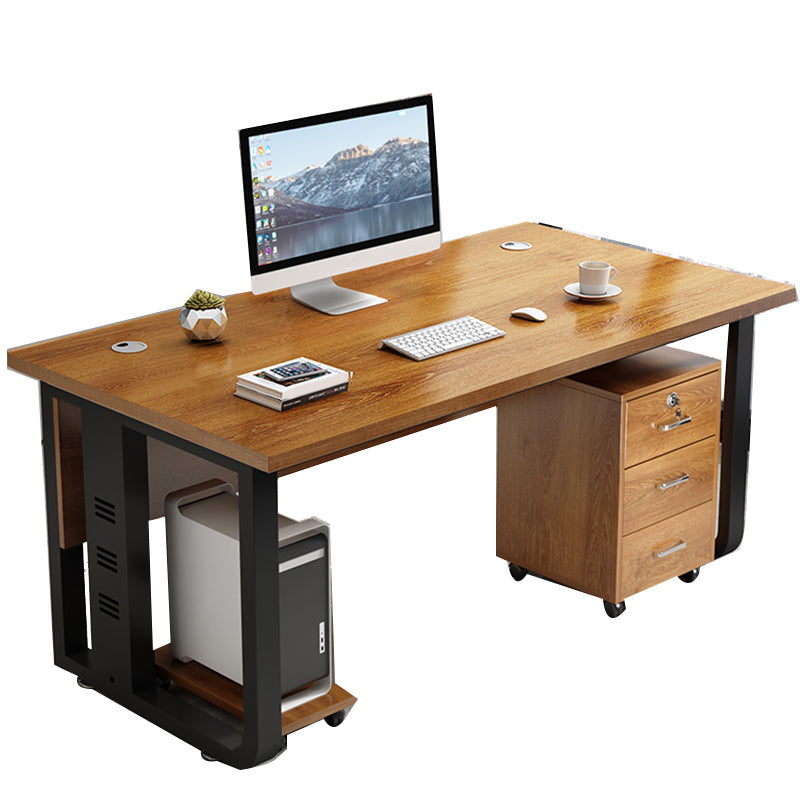 Modern Style Rectangular Shaped Office Writing Desk Wood in Brown