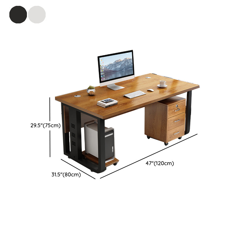 Modern Style Rectangular Shaped Office Writing Desk Wood in Brown