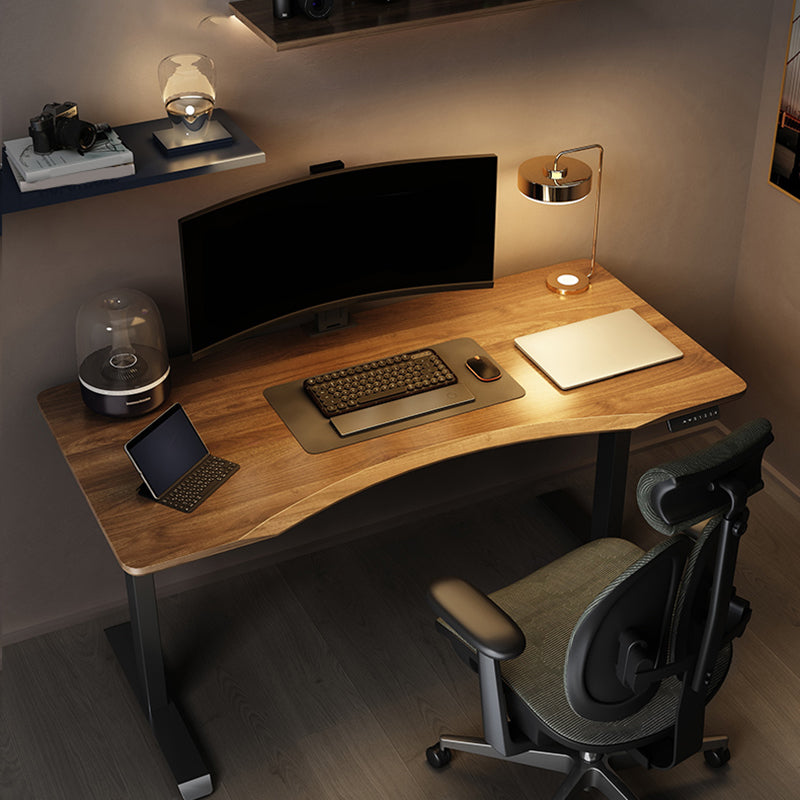 Electric Height Adjustment Computer Desk T-Shape Base Writing Desk with Steel Legs