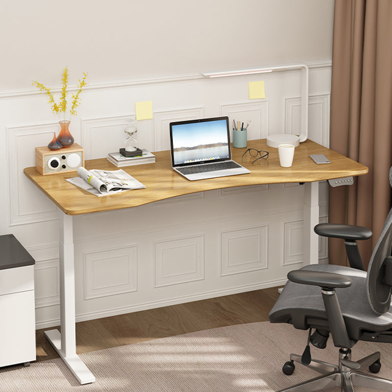 Electric Height Adjustment Computer Desk T-Shape Base Writing Desk with Steel Legs