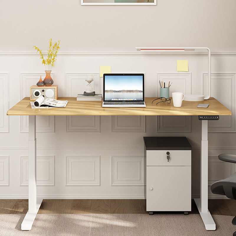 Electric Height Adjustment Computer Desk T-Shape Base Writing Desk with Steel Legs