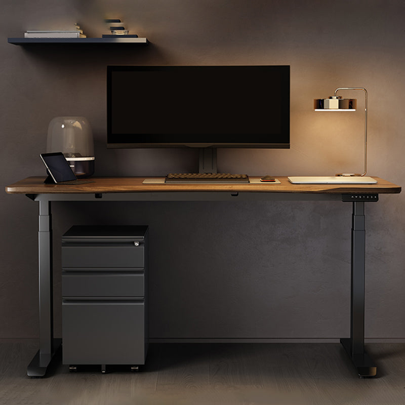 Electric Height Adjustment Computer Desk T-Shape Base Writing Desk with Steel Legs