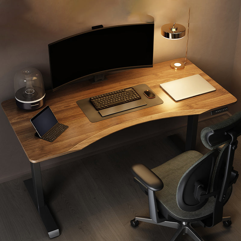 Electric Height Adjustment Computer Desk T-Shape Base Writing Desk with Steel Legs