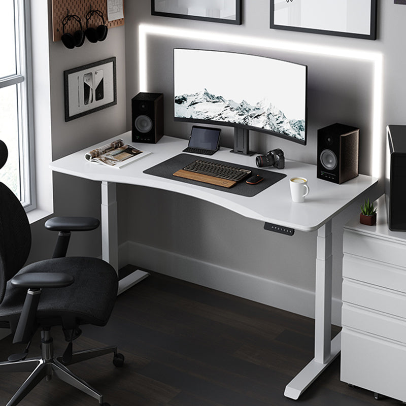 Electric Height Adjustment Computer Desk T-Shape Base Writing Desk with Steel Legs