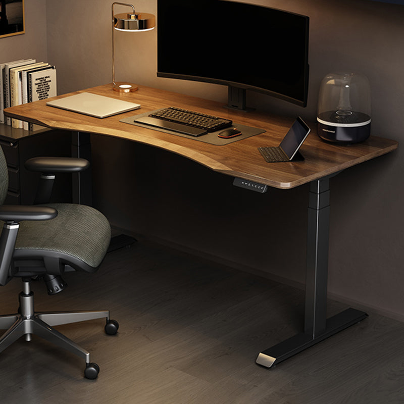 Electric Height Adjustment Computer Desk T-Shape Base Writing Desk with Steel Legs