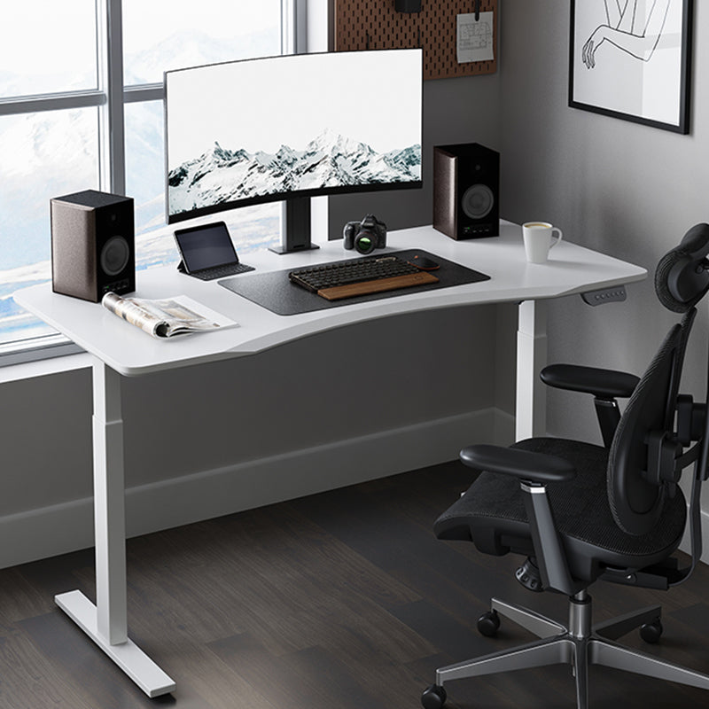 Electric Height Adjustment Computer Desk T-Shape Base Writing Desk with Steel Legs