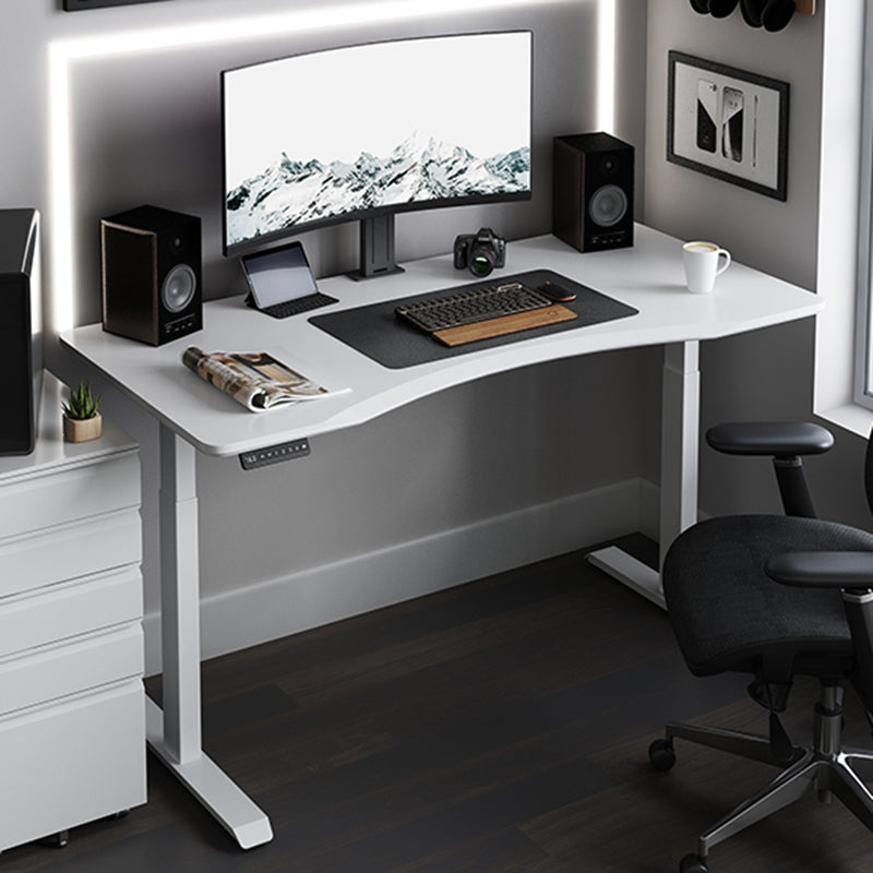 Electric Height Adjustment Computer Desk T-Shape Base Writing Desk with Steel Legs